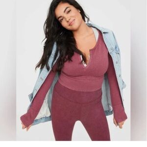 Aerie offline main squeeze seamless waffle crop top size small